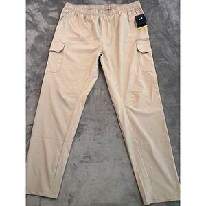 ALIVE Train Mens XL Quick-Dry Cargo Pants Tan Khaki Elastic Waist Athletic NEW